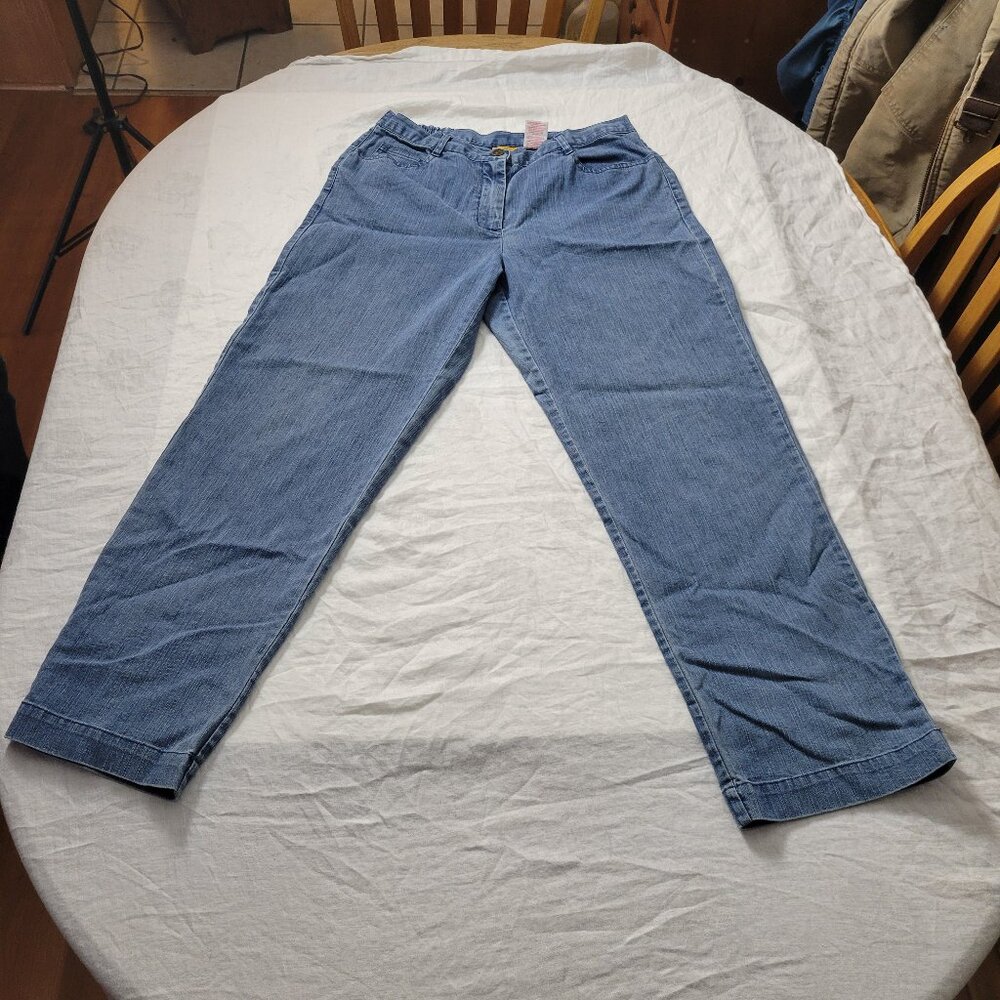 Ruby Rd. Jeans Wide Leg stretch waist Women's sz 10 casual relaxed blue classic